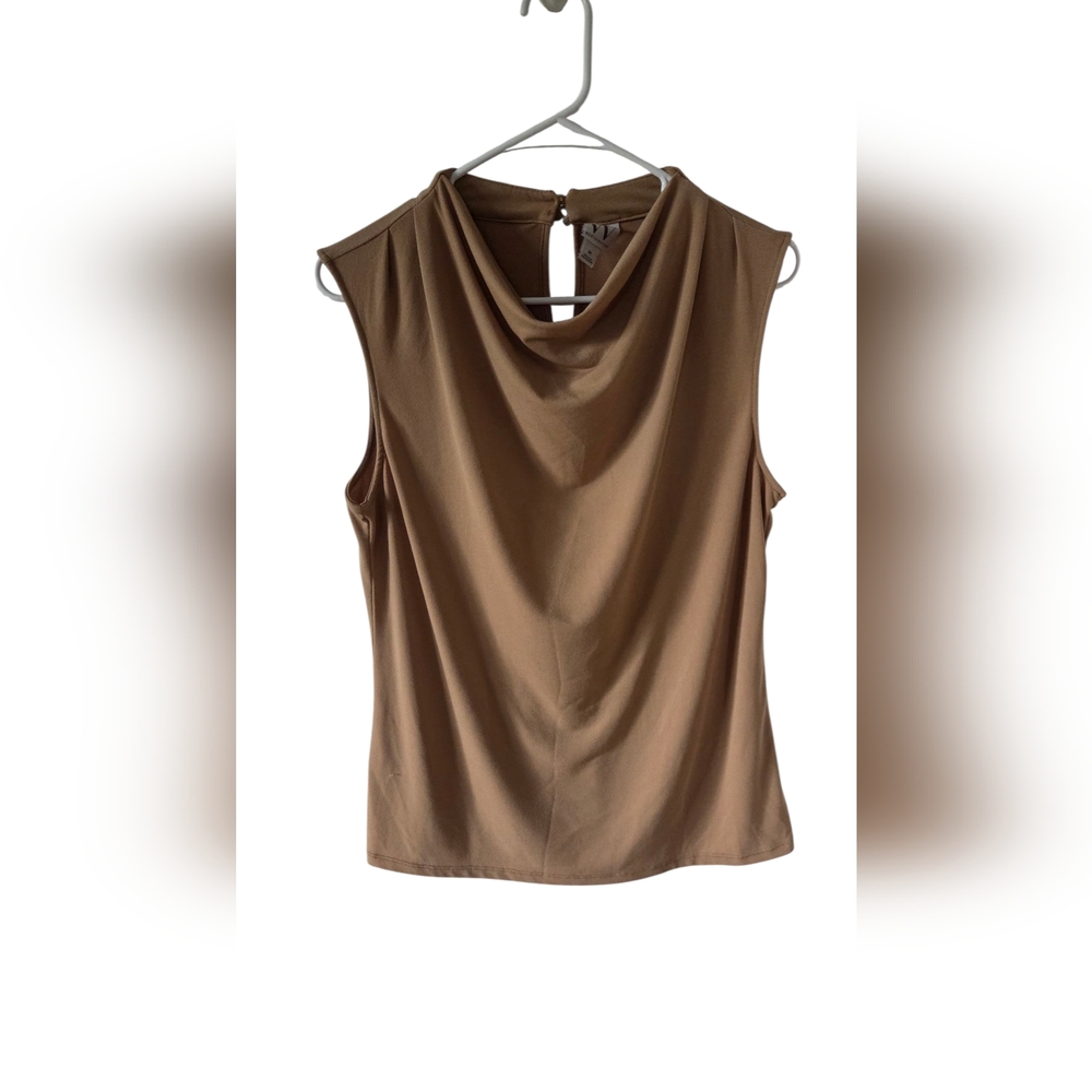 Worthington Tan Draped Sleeveless Tank Top